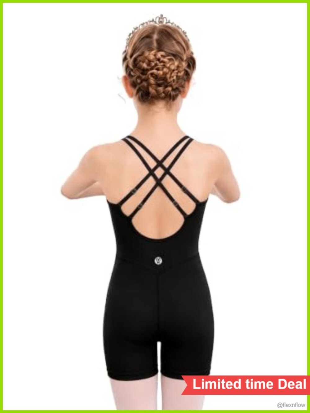 Girls Athletic Romper Cross Back Workout Jumpsuit Pockets